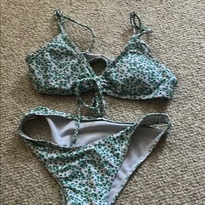 Green Floral Bikini Set